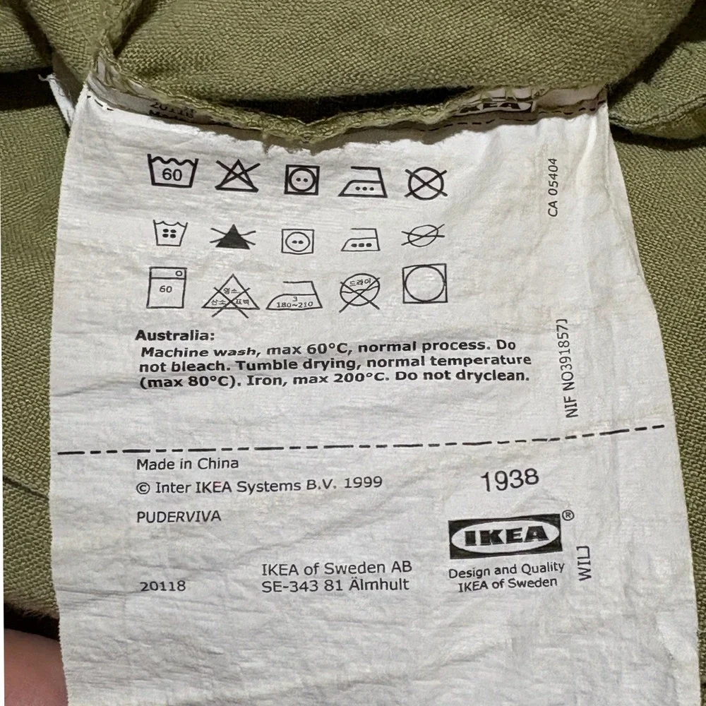 IKEA PUDERVIVA 100% Linen Duvet Cover Fl/Qn  86 x 80